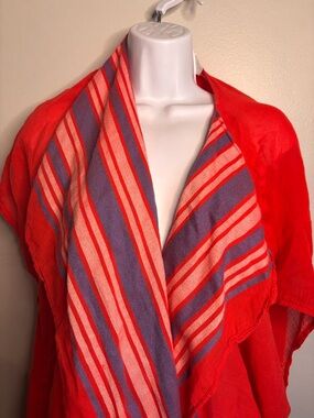 J. Crew Beach Cover-Up Plaid Poncho Resortwear Kimono-style CoastalGrandmother